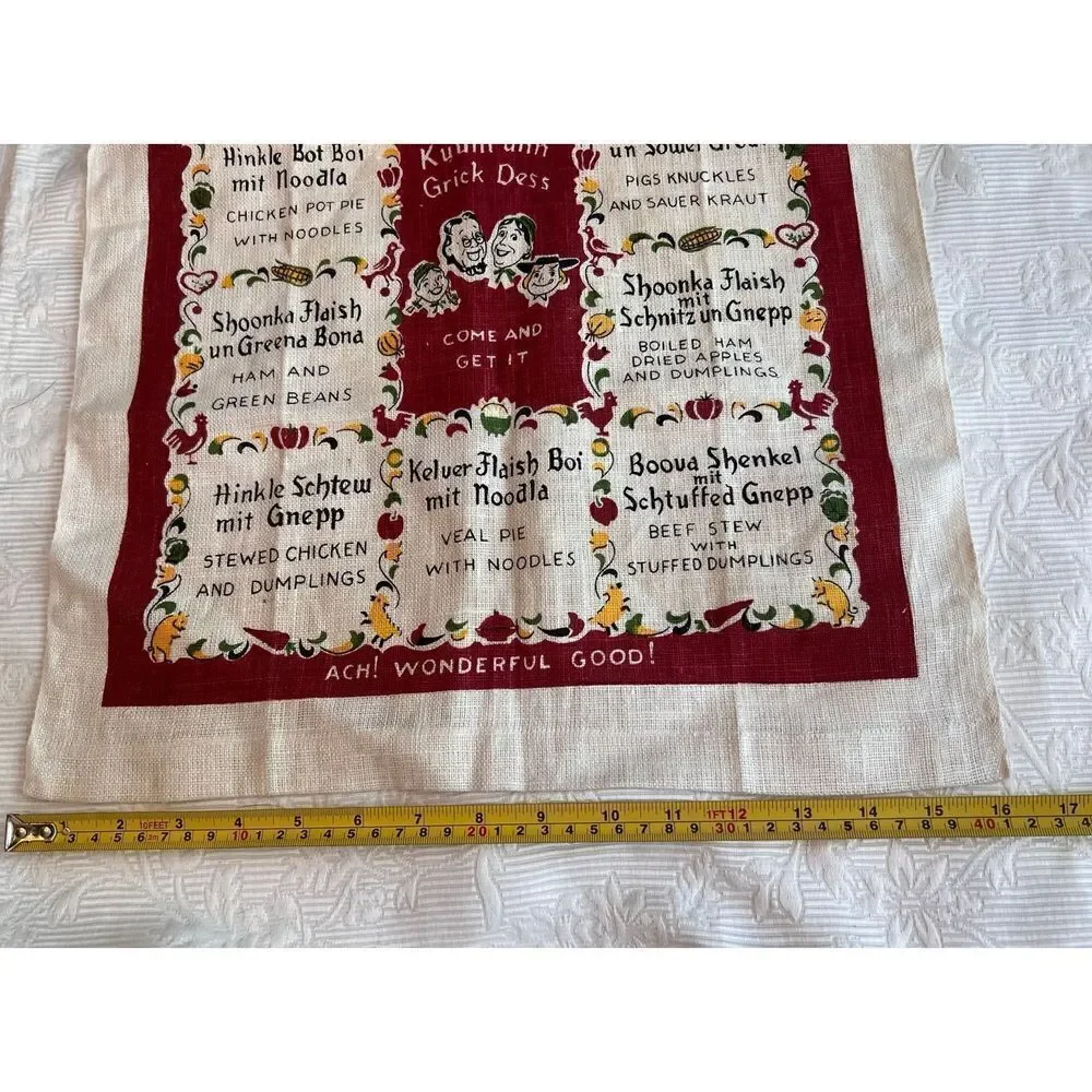 Pennsylvania Dutch Linen Tea Towel  Foodie Meal Translations‎